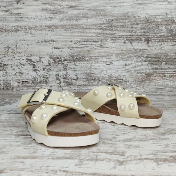 đ§NWOT Ethem Genuins Cream Pearl Slide Sandal - Picture 8 of 16